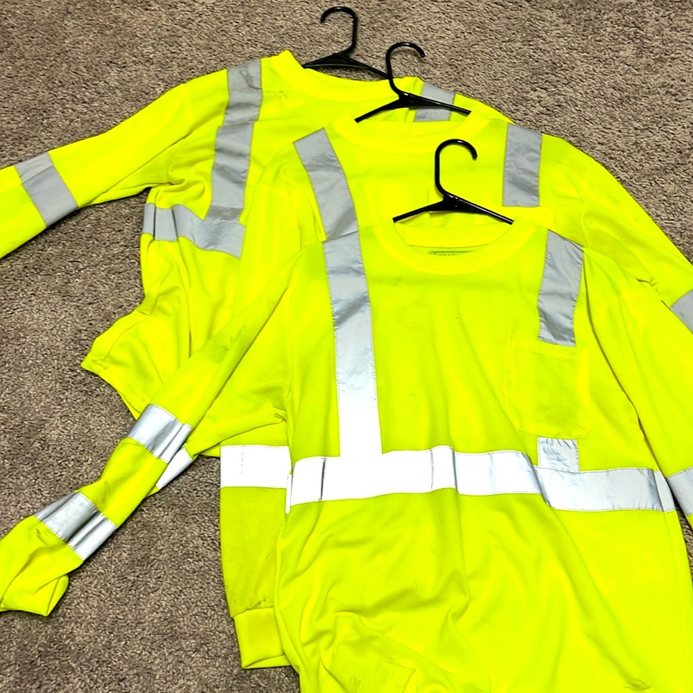 3 safety yellow work shirts size small